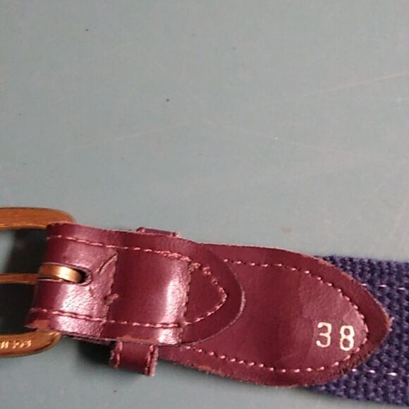 Vibrant Blue and Red Geometric Pattern Belts Solid Brass Buckles - Picture 6 of 11